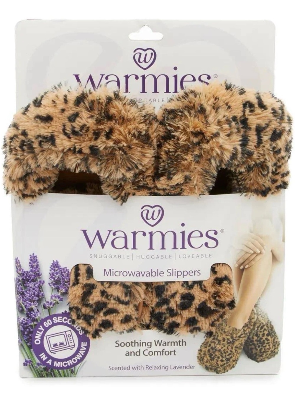Warmies® Microwavable Slippers – Leopard Print | Lavender Scented | NWT